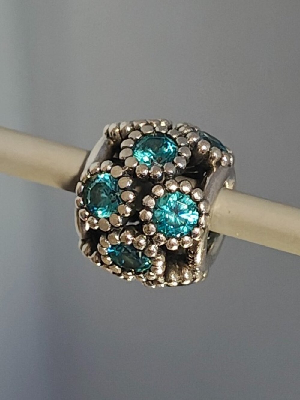 Authentic Retired Pandora Studded Lights Teal Zirconia Charm 791296MCZ